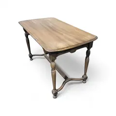 Vintage Wooden Dining Table w/ Drawer Turned Legs Stretcher Base - Local Pickup