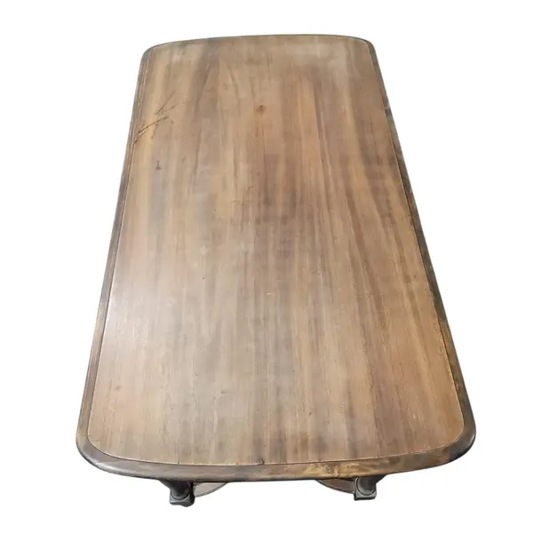 Vintage Wooden Dining Table w/ Drawer Turned Legs Stretcher Base - Local Pickup