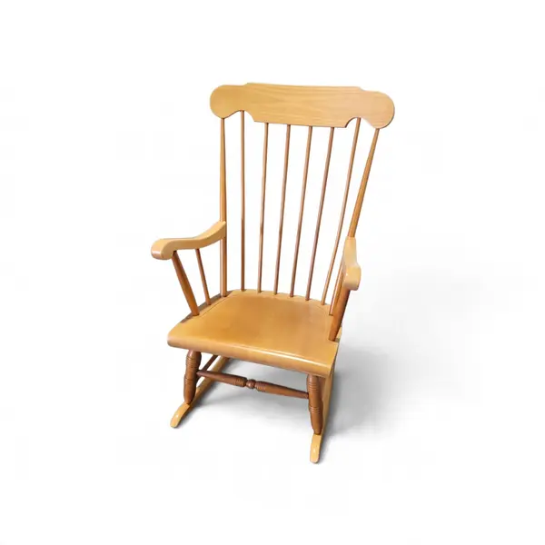 Vintage Mid Century Wooden Rocking Chair Spindle Back Accent - Local Pickup Only