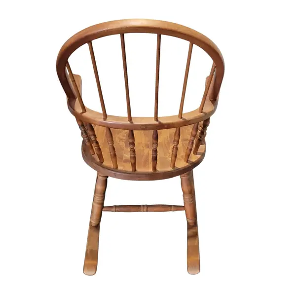 Vintage Wooden Spindle-Back Captain Rocking Chair Teal Cushion - Local Pickup