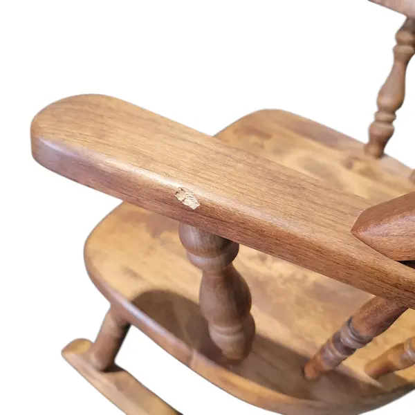 Vintage Wooden Spindle-Back Captain Rocking Chair Teal Cushion - Local Pickup