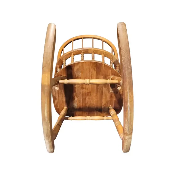 Vintage Wooden Spindle-Back Captain Rocking Chair Teal Cushion - Local Pickup