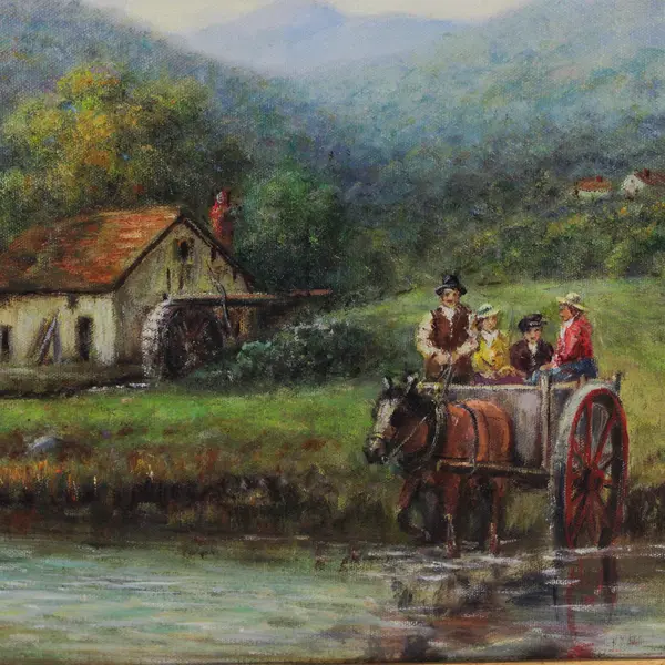 Arthur Cotter "The Journey to Town" Oil Painting On Canvas English Countryside 