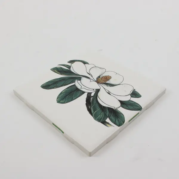 Lot of 12 Summer Magnolia Botanical Art Ceramic Tiles 4.25 x 4.25