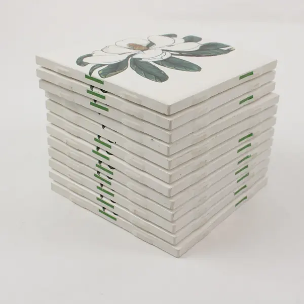 Lot of 12 Summer Magnolia Botanical Art Ceramic Tiles 4.25 x 4.25