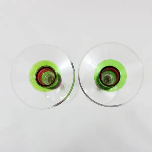 Pier 1 Imports Bohemian Art Glass Taper Candle Stick Holders Red Gold Green 12”
