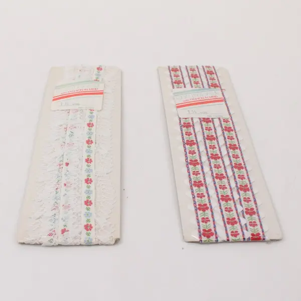 Lot of 2 Vintage Quality & Value Nordic Floral Jacquard Ribbon 3 Yds