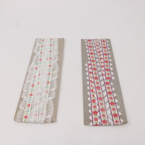 Lot of 2 Vintage Quality & Value Nordic Floral Jacquard Ribbon 3 Yds