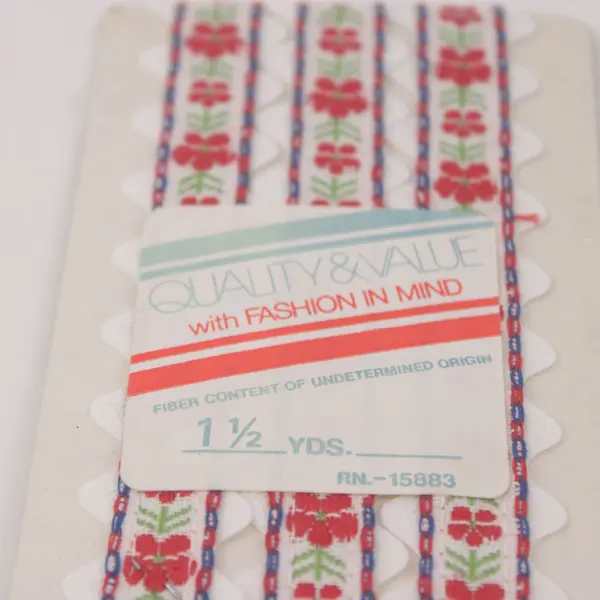Lot of 2 Vintage Quality & Value Nordic Floral Jacquard Ribbon 3 Yds