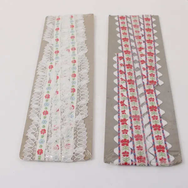 Lot of 2 Vintage Quality & Value Nordic Floral Jacquard Ribbon 3 Yds