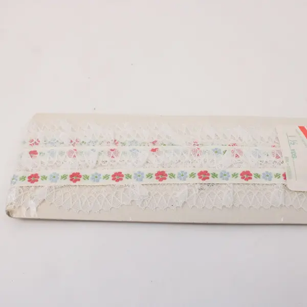 Lot of 2 Vintage Quality & Value Nordic Floral Jacquard Ribbon 3 Yds