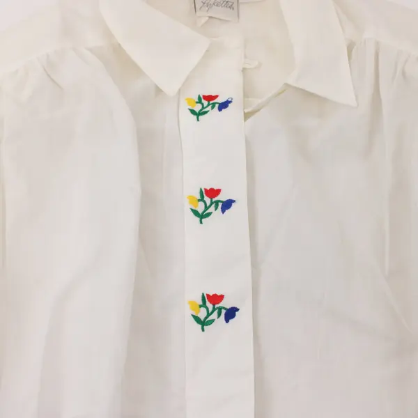 Pykettes Women's White Long Sleeve Embroidered Button-Down Shirt 16