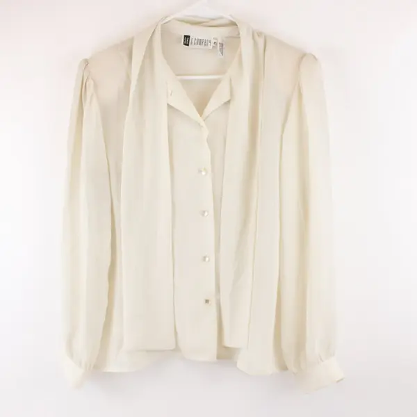 SK & Company Women's Off-White Button-Down Blouse Size 14