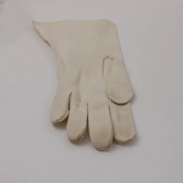 Ladies Off White Double Woven Cotton Gloves Over Wrist Formalwear