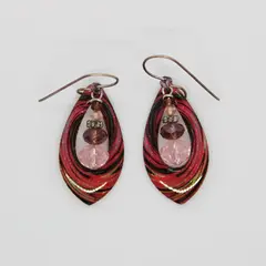 Red Black Green Sparkly Acrylic Beaded Teardrop Dangle Earrings