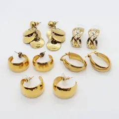 Lot of 5 Pairs (10) Gold Tone Assorted Fashion Earrings Unbranded