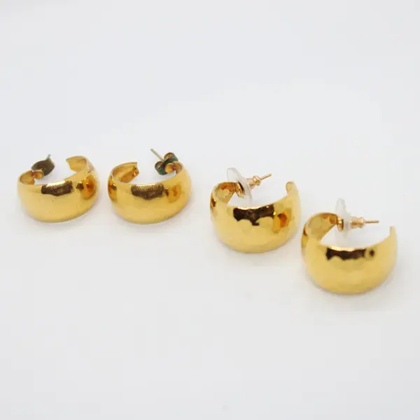 Lot of 5 Pairs (10) Gold Tone Assorted Fashion Earrings Unbranded