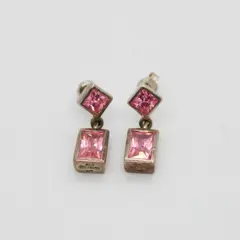 Erwin Pearl 925 Sterling Silver Pink Rectangular Dangle Earrings