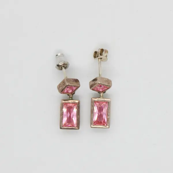 Erwin Pearl 925 Sterling Silver Pink Rectangular Dangle Earrings