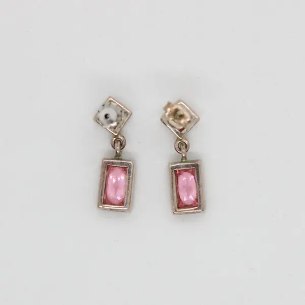 Erwin Pearl 925 Sterling Silver Pink Rectangular Dangle Earrings