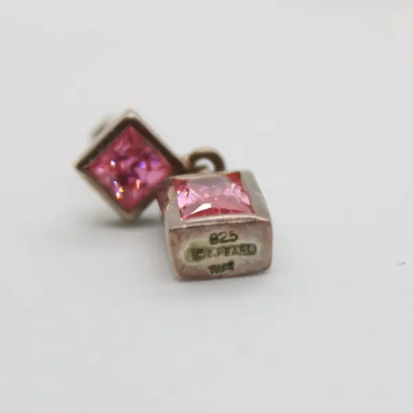 Erwin Pearl 925 Sterling Silver Pink Rectangular Dangle Earrings
