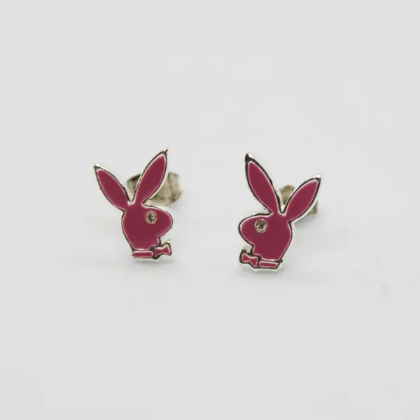 Playboy Pink Bunny Stud Earrings Pair