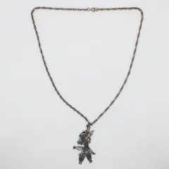 Vintage Metal Anthropomorphic Donkey Pendant Necklace 23in