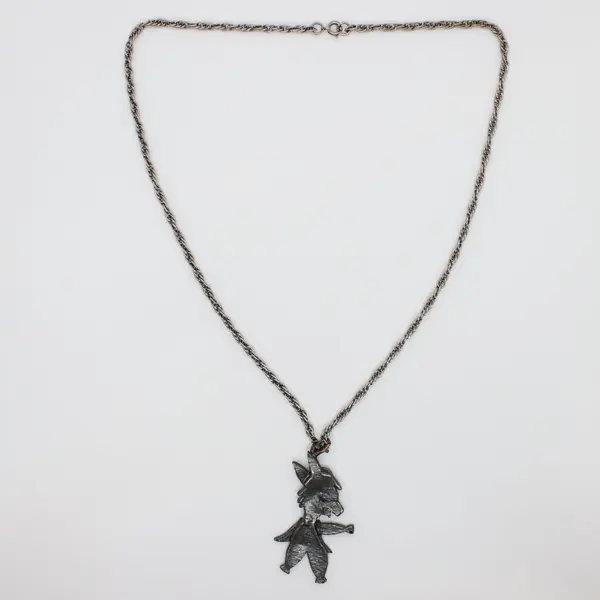 Vintage Metal Anthropomorphic Donkey Pendant Necklace 23in