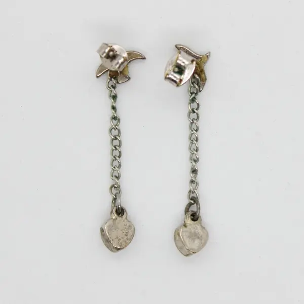 Silver Tone Turquoise Bird Heart Dangle Earrings