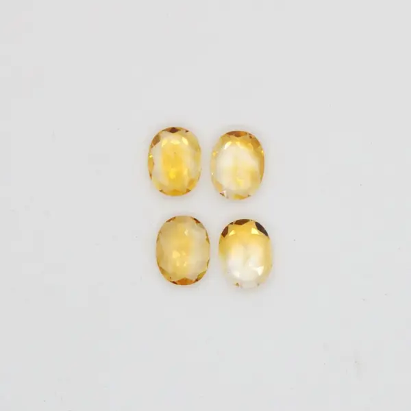 Lot of 4 Faceted Yellow Citrine Gemstones 7x9mm Jewelry Making Loose Stones