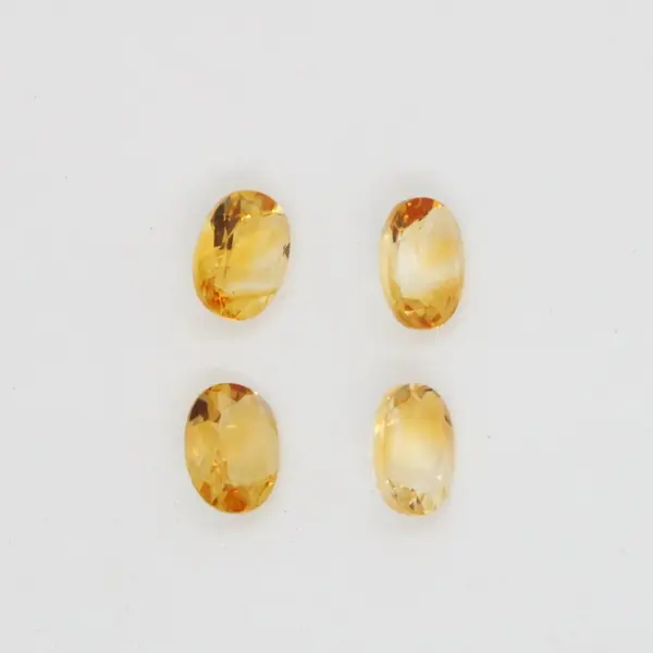 Lot of 4 Faceted Yellow Citrine Gemstones 7x9mm Jewelry Making Loose Stones