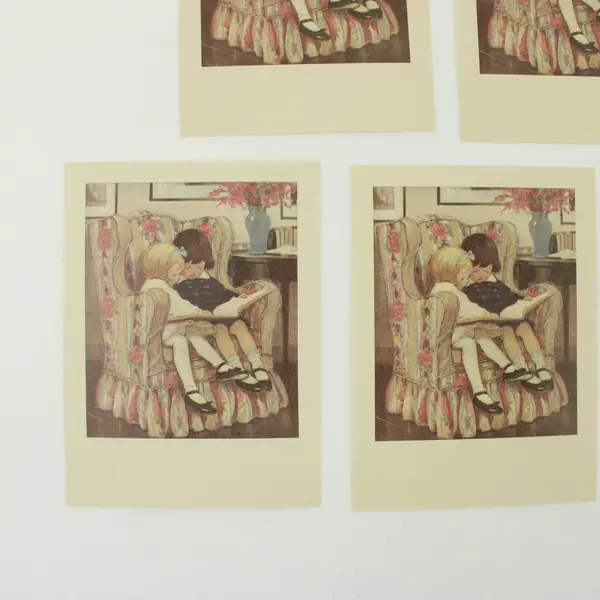 Lot of 12 Evergreen Press Illustrated Bookplates Children Reading