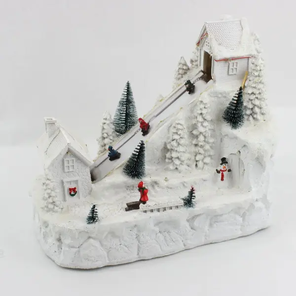 Ceramic Animated Ski Hill Christmas Decoration Holiday Village Display