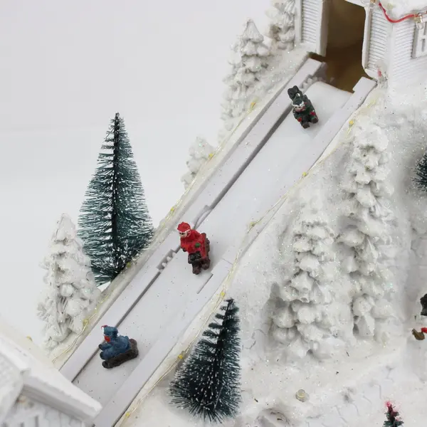 Ceramic Animated Ski Hill Christmas Decoration Holiday Village Display