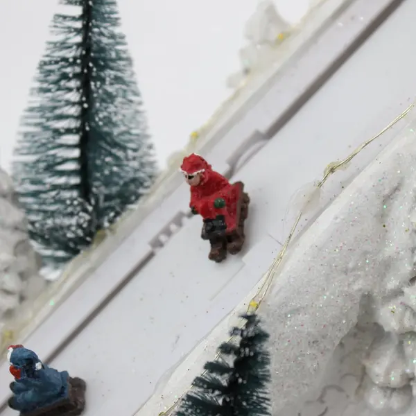 Ceramic Animated Ski Hill Christmas Decoration Holiday Village Display