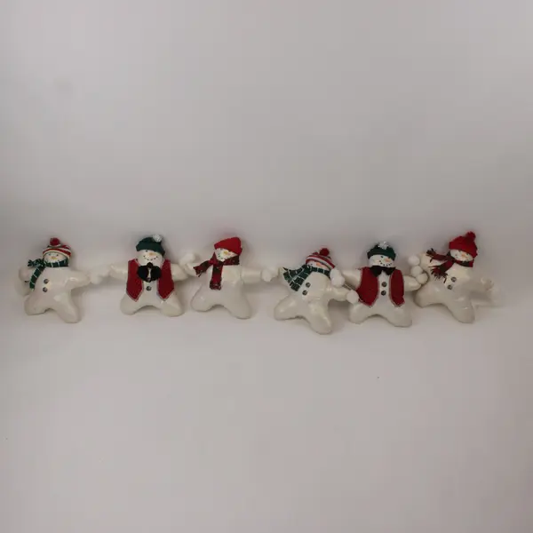 White Plush Star Snowmen Christmas Garland 60 in Holiday Decor