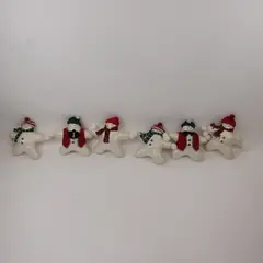White Plush Star Snowmen Christmas Garland 60 in Holiday Decor