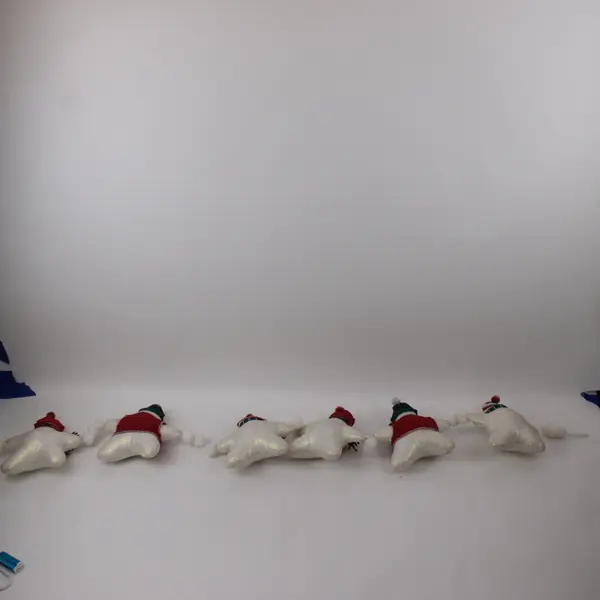 White Plush Star Snowmen Christmas Garland 60 in Holiday Decor