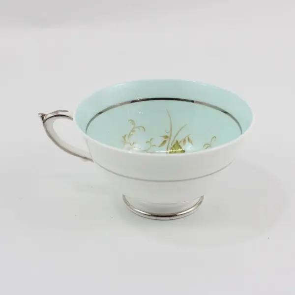 Paragon Light Blue Bone China Cup And Saucer Peonies & Daisies
