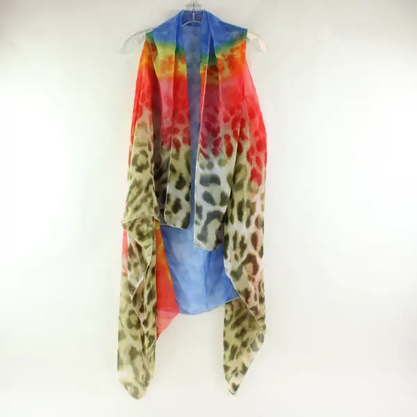 FC Orange Green Abstract Animal Print Tie Dye Fashion Scarf