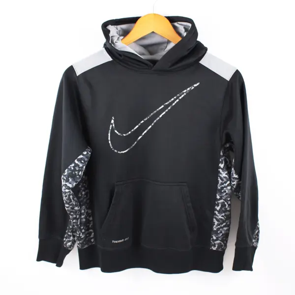 Nike Therma-FIT Boys Large Black Gray Camo Hoodie