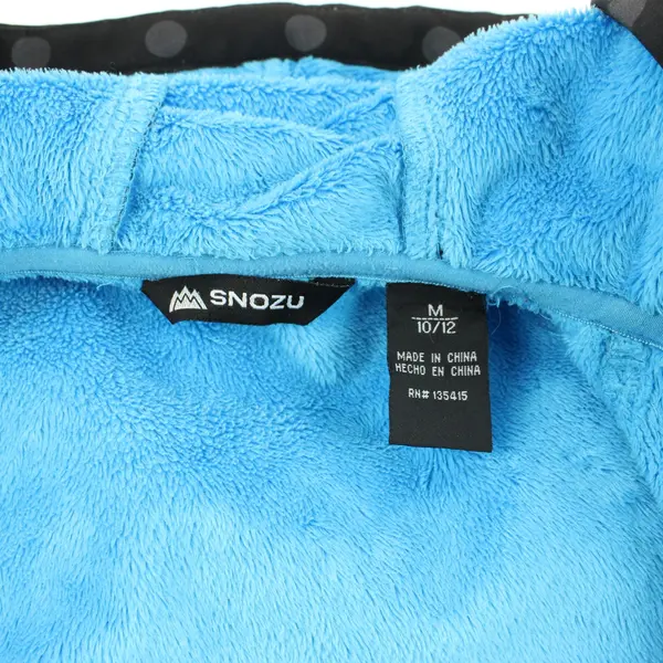 Snozu Girls Zip-Up Hoodie Black Gray Blue Polka Dot Medium 10/12 FLAWED