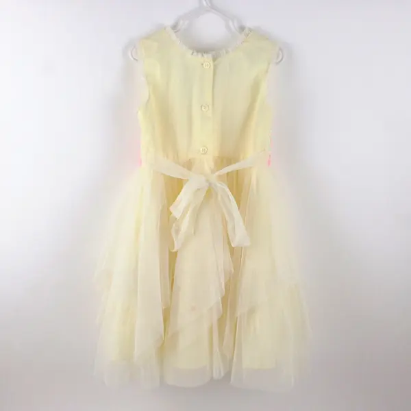 Jona Michelle Girls Cream Sequin Tulle Dress Size 5 CO5428