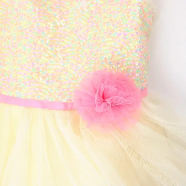 Jona Michelle Girls Cream Sequin Tulle Dress Size 5 CO5428