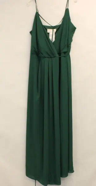 David's Bridal Women's Plus Size 18 Forest Green V-Neck Wrap Maxi Dress