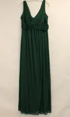 NWT David's Bridal Women's 18 Forest Green V-Neck Empire Waist Maxi Dress