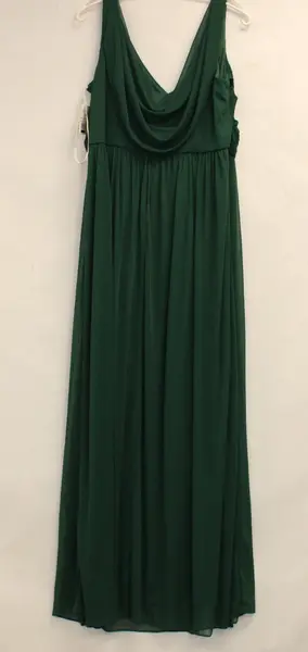 NWT David's Bridal Women's 18 Forest Green V-Neck Empire Waist Maxi Dress