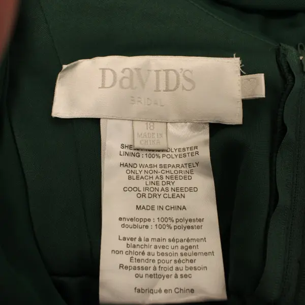 NWT David's Bridal Women's 18 Forest Green V-Neck Empire Waist Maxi Dress