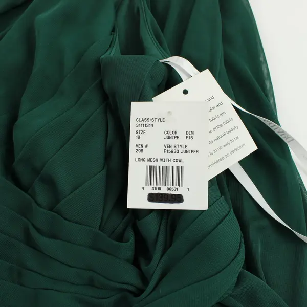 NWT David's Bridal Women's 18 Forest Green V-Neck Empire Waist Maxi Dress
