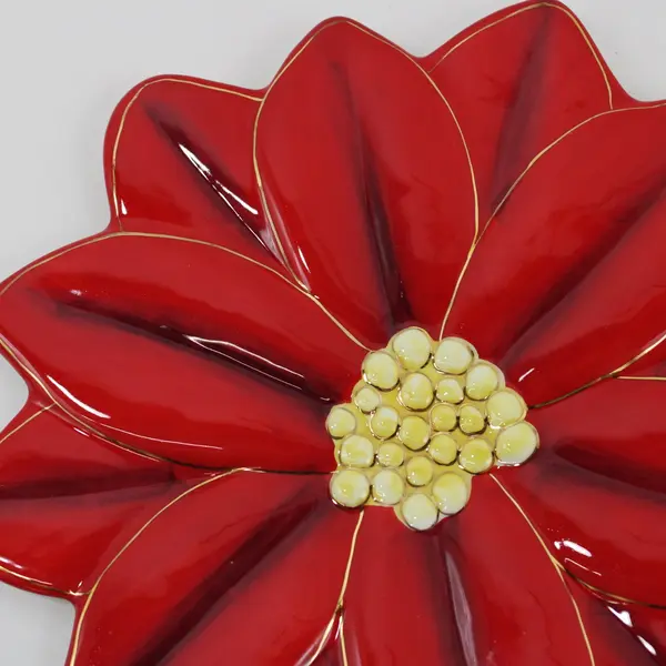 Christopher Radko Poinsettia Ceramic Dessert Salad Plates Set of 2